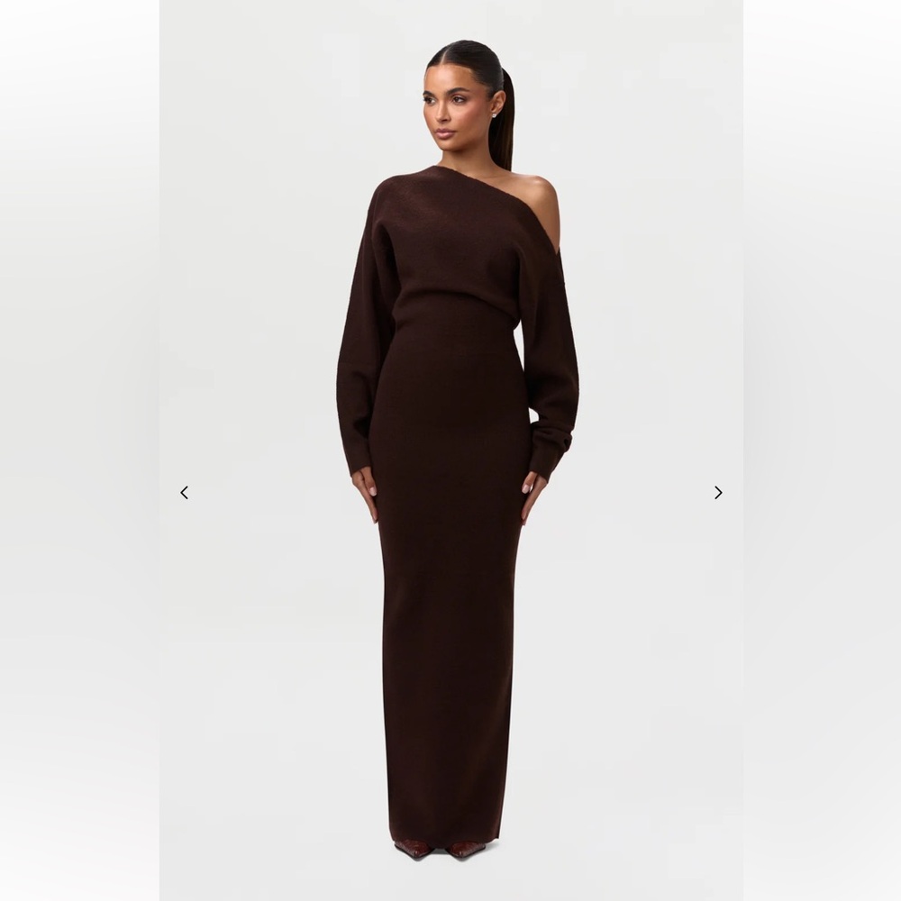 Naked Wardrobe Knit Off-Shoulder Sweater Maxi Dress